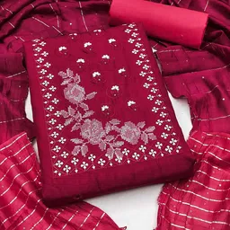 Blissta Floral Embroidered Sequinned Unstitched Dress Material-image-74