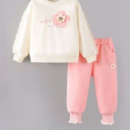 Hopscotch Girls Cream Embellished Clothing Set-picture-4