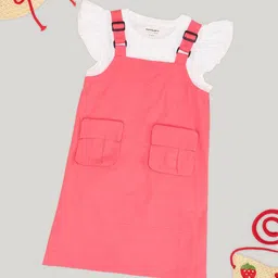 Pantaloons Junior Girls Cotton Dungarees With T-shirt-29
