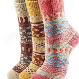 Alexvyan Women Pack Of 3 Patterned Calf-Length Winter Socks-5