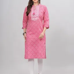 OH MI DIOS Women Woven Design Bandhani Tie-Up Neck Thread Work Kurta-picture-35
