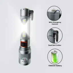 waken Self Defence Torch 5 Lighting Modes with Seat Belt Cutter & Red-Blue Blinker Torch image 2