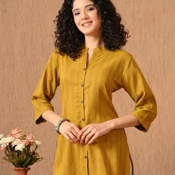 MEESAN Mandarin Collar Striped Tunic-16