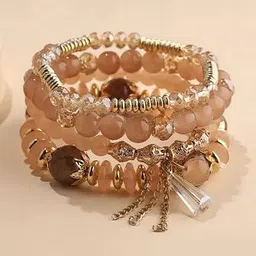 DIVASTRI Set Of 4 Gold-Plated Artificial Beaded Elasticated Bracelets image 3