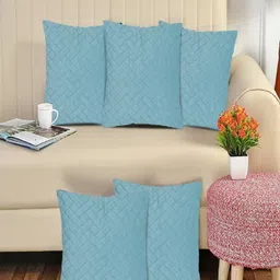 Myntra Elegant Homes Turquoise Blue 5 Pieces Geometric Printed Square Cushion Covers-picture-16