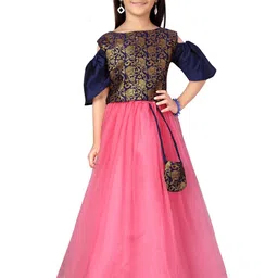 Sangria Girls Navy Blue Silk Lehenga Choli-picture-18