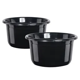 Aura Black 2 piece Solid Plastic Bath Accessories Set-image-54