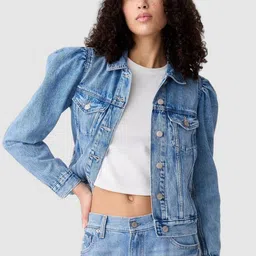 GAP Lightly Washed Denim Jacket With Flap Pockets-image-44