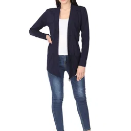 FARICON V-Neck Longline Open Front Cotton Shrug-49