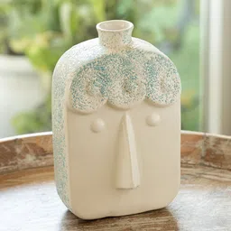 ExclusiveLane The Expression Series Off-White Square Face Pattern Ceramic Decorative Vase-85
