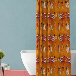 ArtzFolio Brown Abstract Printed Waterproof Shower Curtain-17