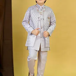 BT DEZINES Boys Embroidered Sequined Sherwani Set-image-17