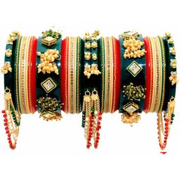 Zindura Pack Of 2 Gold Plated Pearls Studded & Beaded Chuda Bangles-image-68