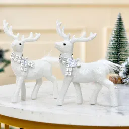 Ascension White 2 Pieces Deer Shaped Christmas Decors-image-8