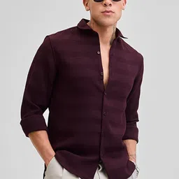 Snitch Men Smart Spread Collar Textured Casual Shirt-image-38