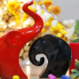 Aura Black And Red 2 Pieces Elephant Figurine Showpiece-image-7