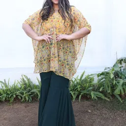 Swadeshi Shringaar Sunshine Forest Lotus Georgette Sharara Co-Ords-image-75