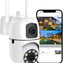 favone Dual Lens mini ptz 3MP 360 PTZ View Motion Detection 2-Way Audio/Siren Security Camera-9
