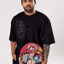 FLYIND VOGUE OUTFIT Men Super Mario Bio Finish Graphic Printed Cotton Oversized T-shirt-image-52