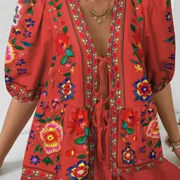 Routes by All About You Floral Print Puff Sleeve A-Line Dress-image-63