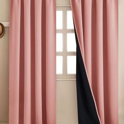 HOMEMONDE Peach-Coloured 2 Pieces Black Out Door Curtains-image-37