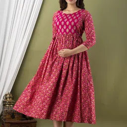 Tulsiram Printed Pure Cotton Round Neck Maternity Dress-picture-52