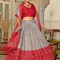 ZIBLON Printed Foil Print Ready to Wear Lehenga & Blouse With Dupatta image 3