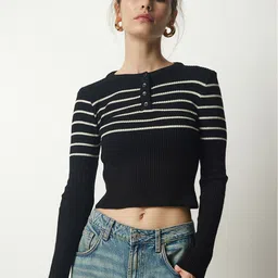 Happiness istanbul Striped Crop Top-image-54