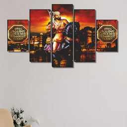 SAF Red & Black 5 Pieces Chhatrapati Shivaji Maharaj Wall Paintings-17