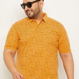 NYKER Men Plus Size Geometric Printed Polo Collar Cotton T-shirt-image-89
