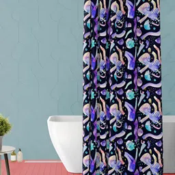 ArtzFolio Black and Purple Abstract Printed Waterproof Shower Curtain-picture-12