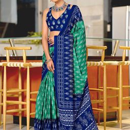 KALINI Batik Ready to Wear Block Print Cotton Saree-picture-11