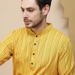 Anouk Rustic Geometric Woven Design Mandarin Collar Straight Kurta-27