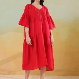 Aura By Sanskrutihomes Women Tiered A-Line Dress-image-52