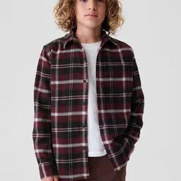 GAP Boys Checked Organic Cotton Relaxed-Fit Button-Down Flannel Shirt-image-65