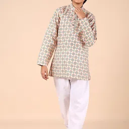 V-Mart Boys Ethnic Motifs Printed Mandarin Collar Kurta With Pyjamas-43