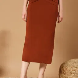 BAESD Women Twist Waist Split Thigh Pencil Midi Skirt-image-93