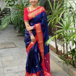 A S CREATION Ethnic Motifs Woven Design Zari Pure Silk Kanjeevaram Saree-picture-19