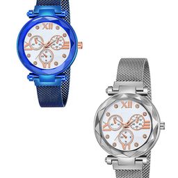 Gopal Shopcart Unisex Pack of 2 Dial & Straps Analogue Watch Mina White Dial Blue Silver-image-83