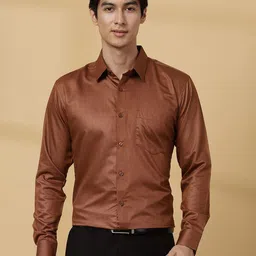 Majestic Man Men Modern Spread Collar Solid Poly Silk Slim Fit Formal Shirt-image-70