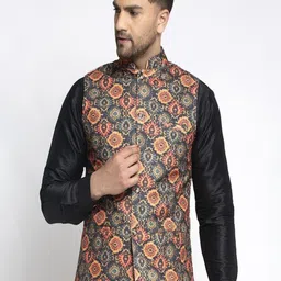Kaifoo Men Woven Design Nehru Jacket-15