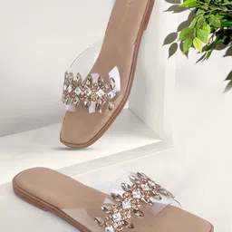 DressBerry Women Embellished Open Toe Flats-14