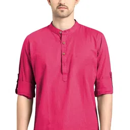 BHUVIKOO Men Pink Kurtas-image-89