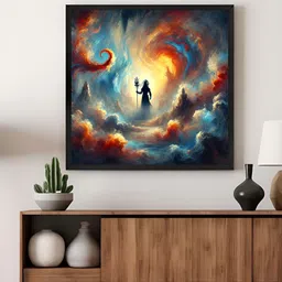 999Store Blue & Yellow Lord Shiva Printed Canvas Wall Art-image-82