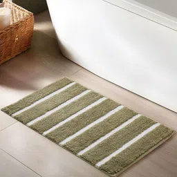 Home Centre Bask Sail Green & White Striped 1300 GSM Anti-Slip Bath Rugs-image-98