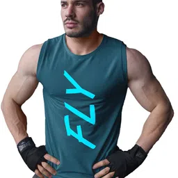 3Colors Printed Round Neck Gym Vest VEST-CCUT-FLY-AF BLUE_M-5