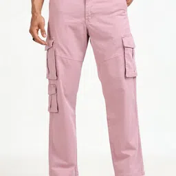 NEVER NEUD Men Relaxed Cargos Trousers-image-39