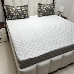 Pure Decor Royal Majestic White Printed Pure Cotton 400 TC King Bedsheet Set 2.74m x 2.74m-image-114