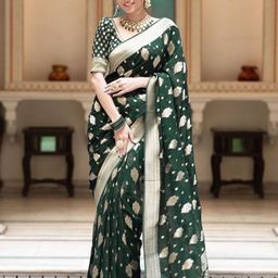 VILLE FASHION Ethnic Motifs Woven Design Zari Kanjeevaram Saree-picture-19