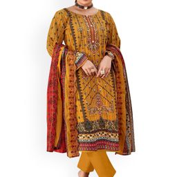 DRAVINAM Trends Embroidered Pure Cotton Unstitched Dress Material-picture-3